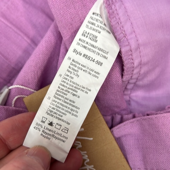 New! Revamped lilac linen blend shorts with tie waist Large - Picture 4 of 10